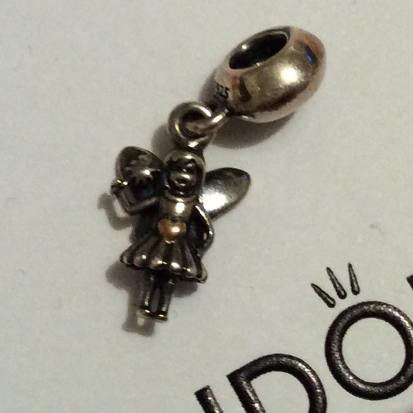 Pandora two tone fairy charm 14k gold heart - Picture 1 of 2
